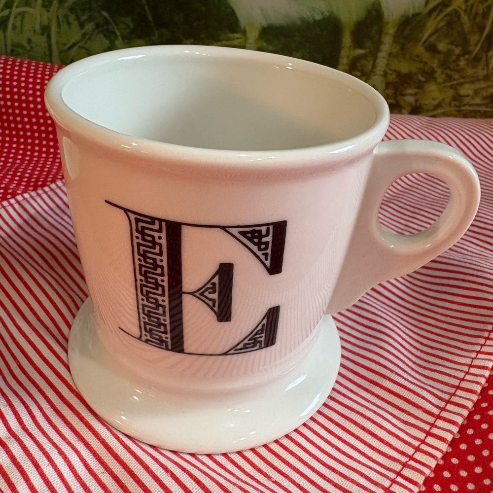 Anthropologie Monogrammed Tile Margot  White & Black Ceramic Mug